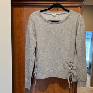 Caslon Light Gray Lace-Up Side Sweatshirt